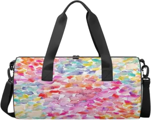 Colorful Flower Petals Sports Duffel Bag, Gym Tote Bag Waterproof Weekender Travel Bag for Overnight Travel Luggage Workout Women Men
