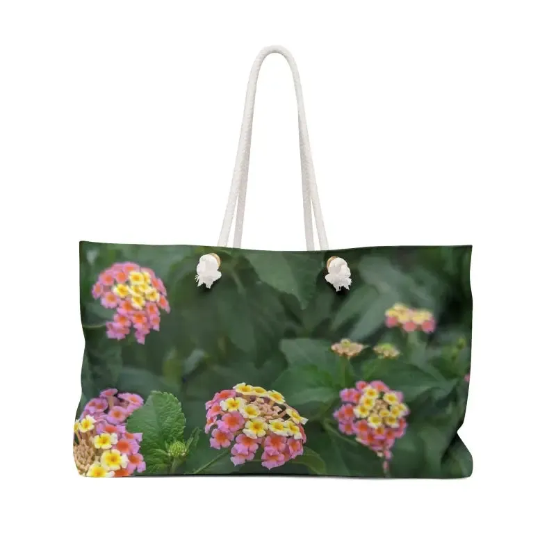 Colorful Lantana Flowers Polyester Weekender Bag