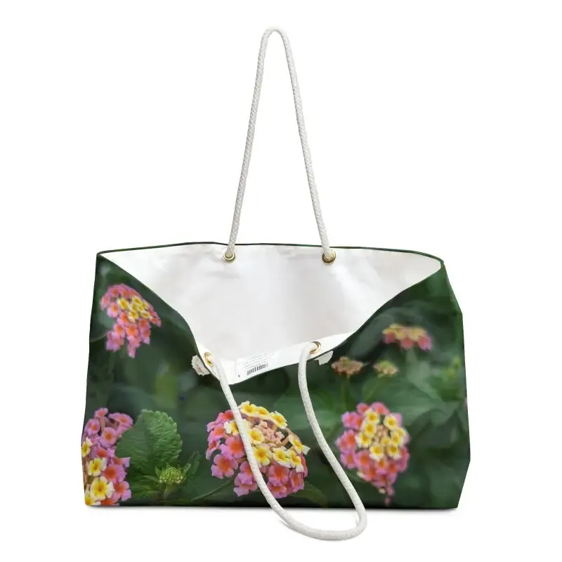 Colorful Lantana Flowers Polyester Weekender Bag