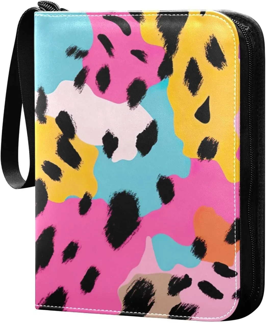 Colorful Leopard Print 4 Pockets Card Binder for 400 Standard Trading Cards,Waterproof Card Holder Album for TCG, CCG, MTG, Gifts For Boys and Girls