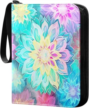 Colorful Mandala 4 Pockets Card Binder for 400 Standard Trading Cards,Waterproof Card Holder Album for TCG, CCG, MTG, Gifts For Boys and Girls