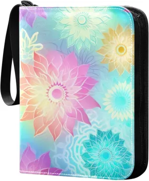 Colorful Mandala Flower Card Binder, 400 Pockets Card Holder with 50 Sleeves, Sturdy Card Holder Folders for Game Cards & Sports Cards