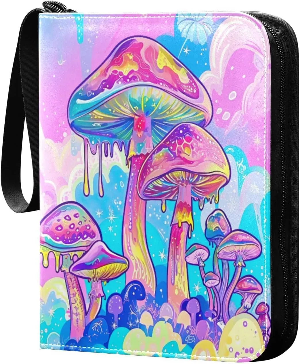 Colorful Mushroom 4 Pockets Card Binder for 400 Standard Trading Cards,Waterproof Card Holder Album for TCG, CCG, MTG, Gifts For Boys and Girls