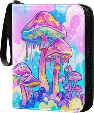 Colorful Mushroom 4 Pockets Card Binder for 400 Standard Trading Cards,Waterproof Card Holder Album for TCG, CCG, MTG, Gifts For Boys and Girls