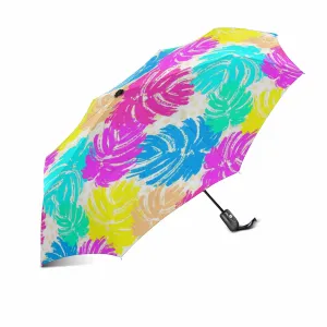 colorful Palm leaves summer pattern print Umbrella Automatic Foldable with totes
