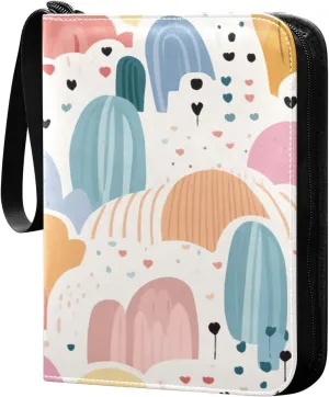 Colorful Pattern 4 Pockets Card Binder for 400 Standard Trading Cards,Waterproof Card Holder Album for TCG, CCG, MTG, Gifts For Boys and Girls