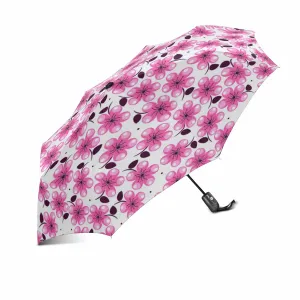 colorful pink flowers pattern Umbrella Automatic Foldable with totes