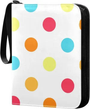 Colorful Polka Dot Pattern Card Binder for Trading Cards, 4 Pocket with 50 Sleeves up to 400 Cards, Double Sided Pockets Card Holder Carry Case for Baseball Card, Football Card, Gaming Cards