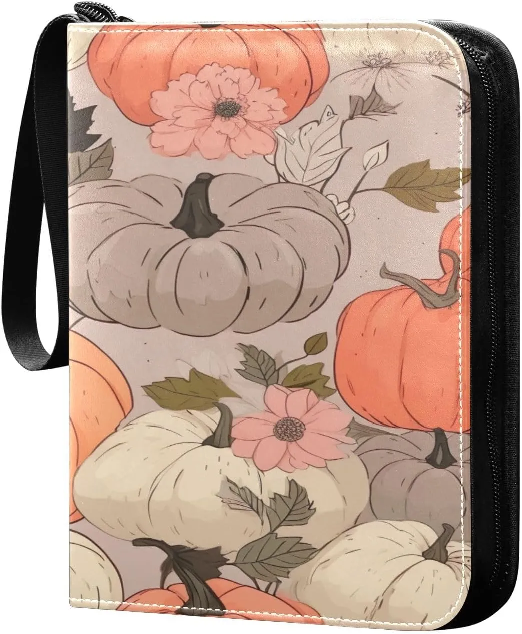 Colorful Pumpkins 4 Pockets Card Binder for 400 Standard Trading Cards,Waterproof Card Holder Album for TCG, CCG, MTG, Gifts For Boys and Girls