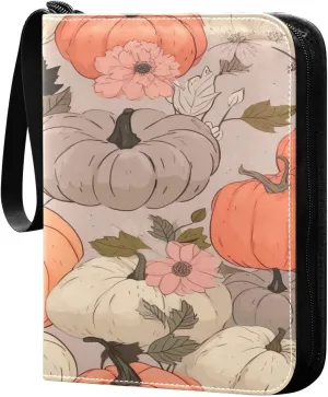 Colorful Pumpkins 4 Pockets Card Binder for 400 Standard Trading Cards,Waterproof Card Holder Album for TCG, CCG, MTG, Gifts For Boys and Girls