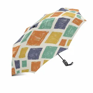 colorful Rectangle pattern Umbrella Automatic Foldable with totes