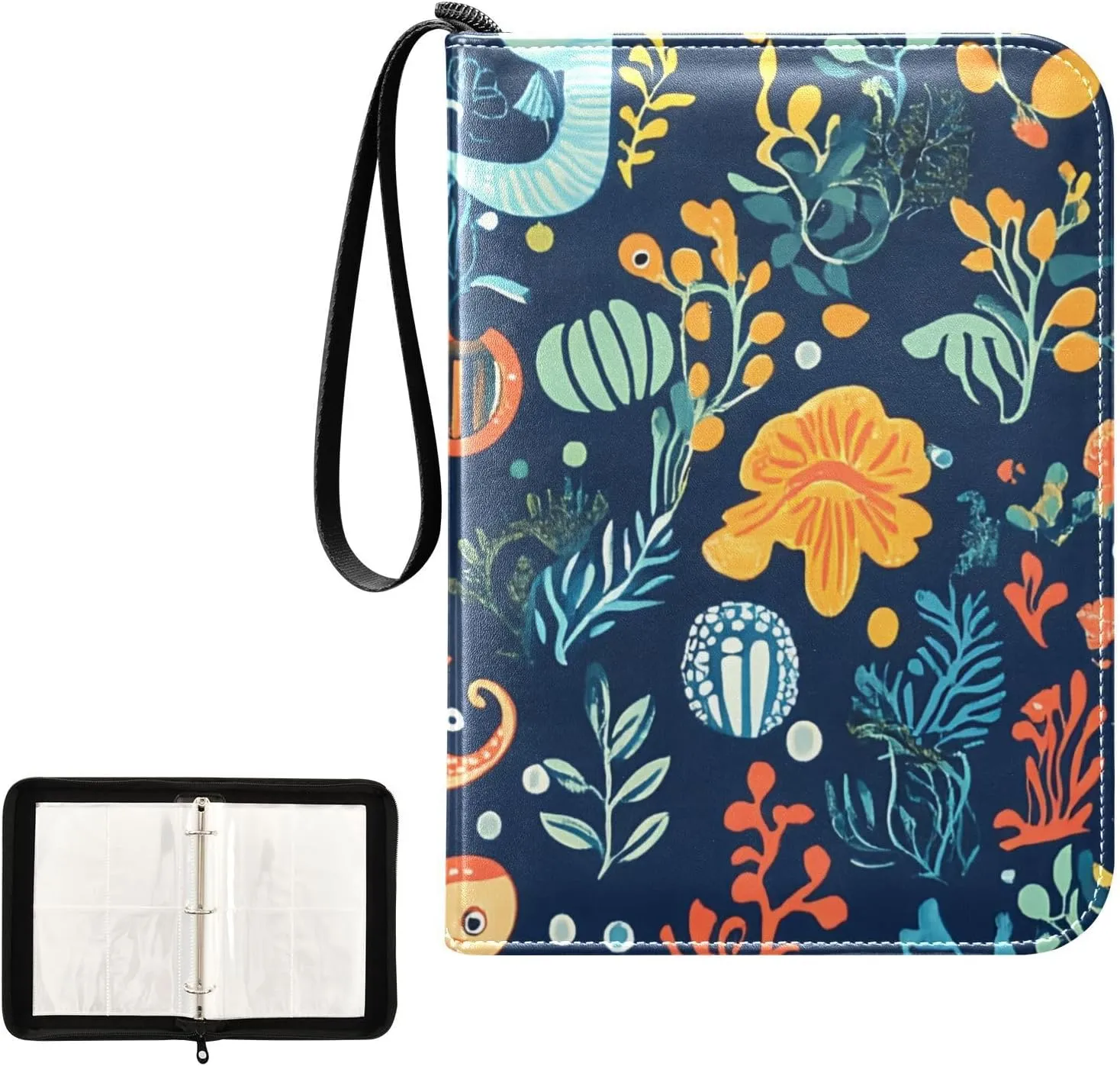 Colorful Reef Navy Card Binders Fits 400 Cards With 50 Removable Sleeves Trading Card Binder