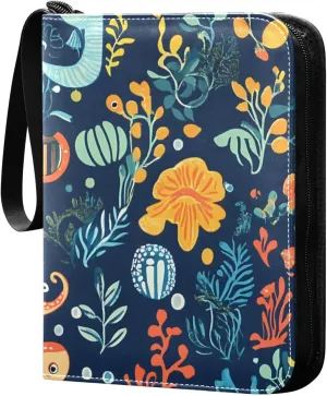 Colorful Reef Navy Card Binders Fits 400 Cards With 50 Removable Sleeves Trading Card Binder