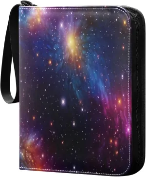 Colorful Starry Sky 4 Pockets Card Binder for 400 Standard Trading Cards,Waterproof Card Holder Album for TCG, CCG, MTG, Gifts For Boys and Girls