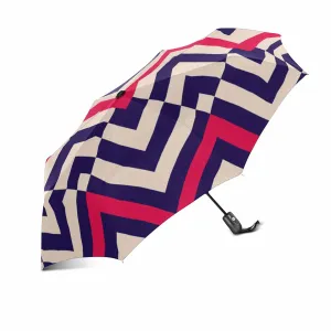 colorful stripe pattern print Automatic Foldable Umbrella with totes