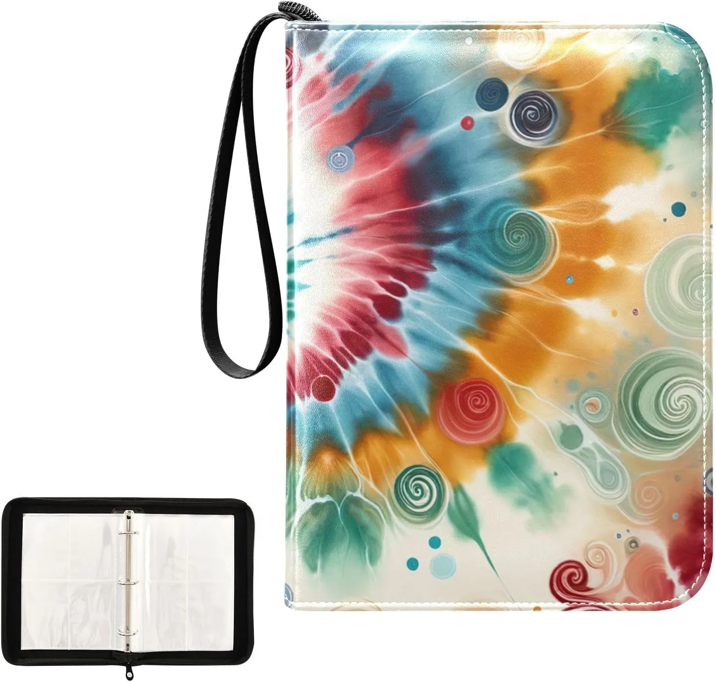 Colorful Tie Dye Swirl Card Binders 400 Pockets Football Card Binder Card Holder Protectors Set