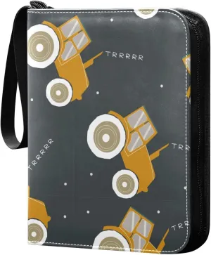 Cool Tractor Pattern Card Binder for Trading Cards, 4 Pocket with 50 Sleeves up to 400 Cards, Double Sided Pockets Card Holder Carry Case for Baseball Card, Football Card, Gaming Cards