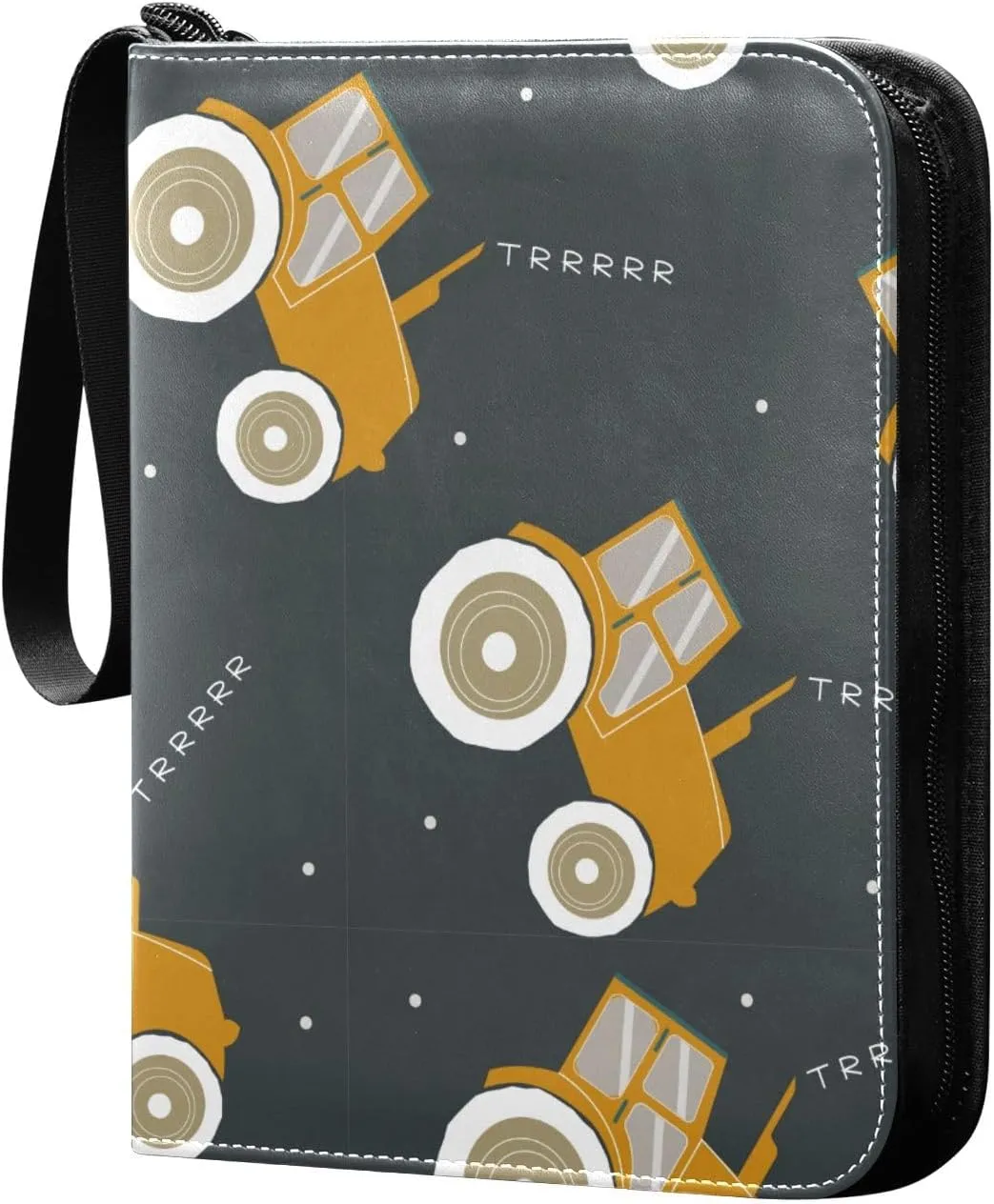 Cool Tractor Pattern Card Binder for Trading Cards, 4 Pocket with 50 Sleeves up to 400 Cards, Double Sided Pockets Card Holder Carry Case for Baseball Card, Football Card, Gaming Cards