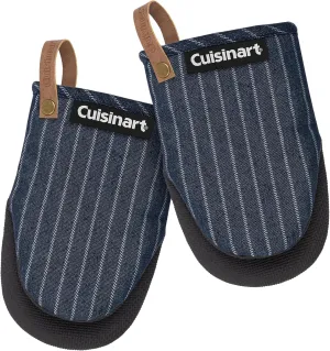 Cuisinart Heritage Mini Oven Mitts – 5.5” x 7” Heat-Resistant Kitchen Mitts for Oven with Non-Slip Neoprene Palm, Cotton Filling, and Faux Leather Loop – Durable Oven Mitt Set for Cooking & Baking