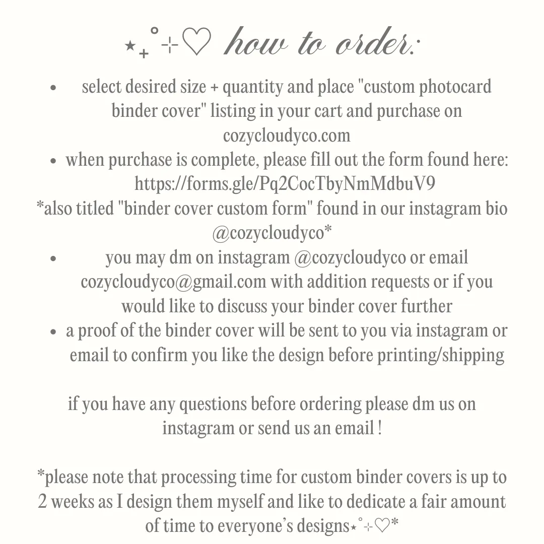 Custom A5 Photocard Binder Cover Page