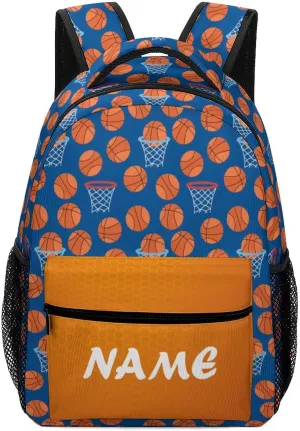 Custom Blue Basketball Texture Backpack for Kids Boys Girls Personalized Name Text Children Backpack School Bag Customized Daypack Schoolbag for Student Bookbag