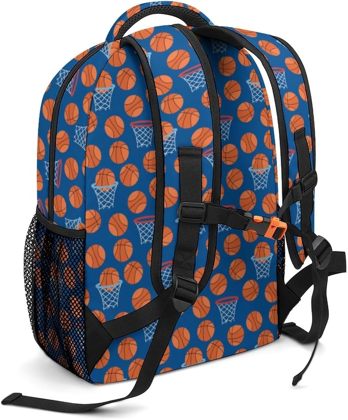 Custom Blue Basketball Texture Backpack for Kids Boys Girls Personalized Name Text Children Backpack School Bag Customized Daypack Schoolbag for Student Bookbag