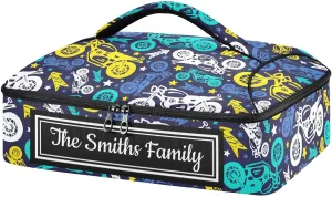 Custom Casserole Dish Carrier Bag Motorcycles Colorful Personalized Insulated Casserole Carrier Portable Leakproof Food Carrier for Travel, Potluck Parties, Beach