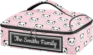 Custom Casserole Dish Carrier Bag Pandas White Heart Personalized Insulated Casserole Carrier Portable Leakproof Food Carrier for Travel, Potluck Parties, Beach