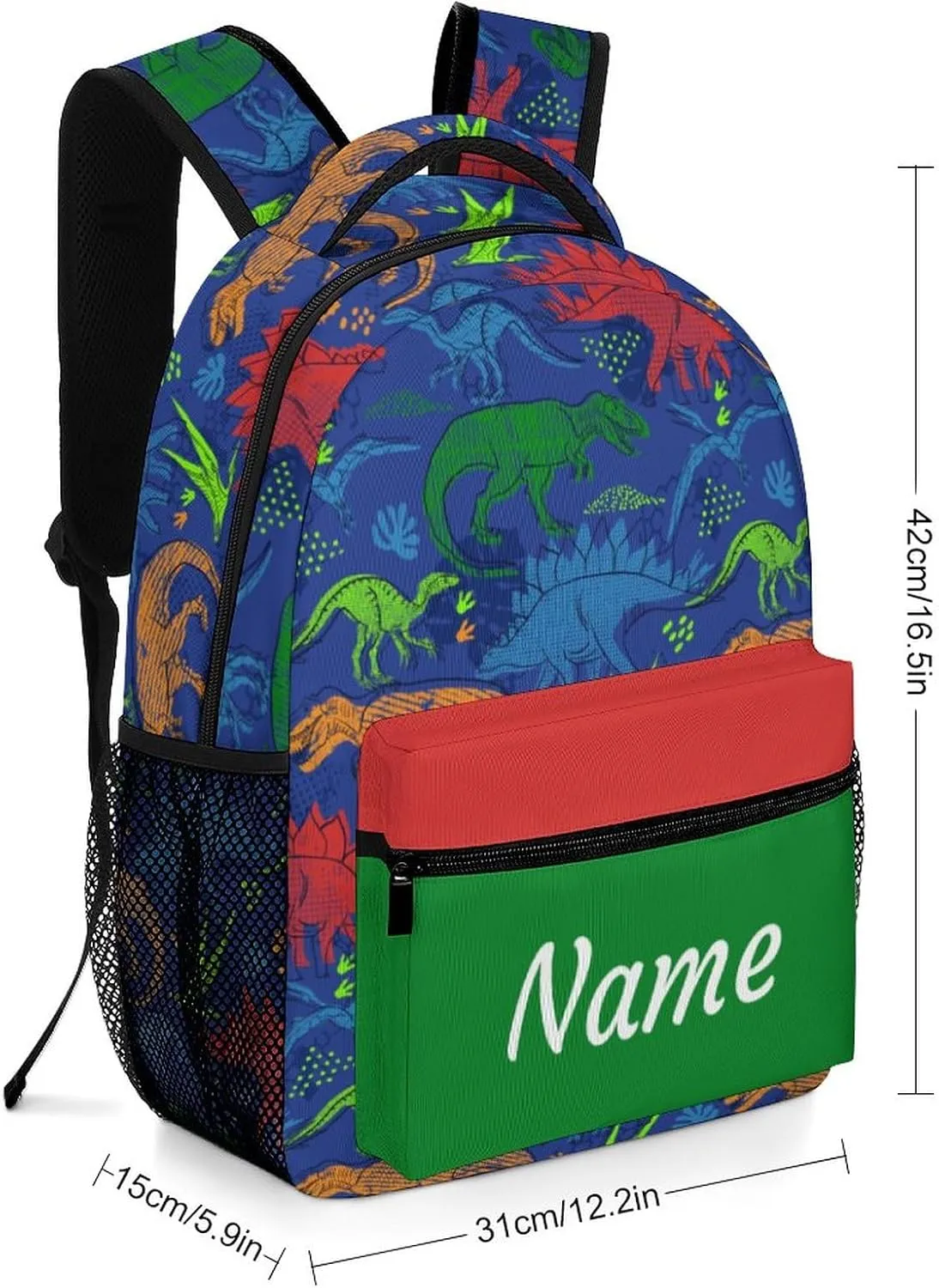 Custom Colorful Hand Drawn Dinosaur Backpack for Kids Boys Girls Personalized Name Text Children Backpack School Bag Customized Daypack Schoolbag for Student Bookbag
