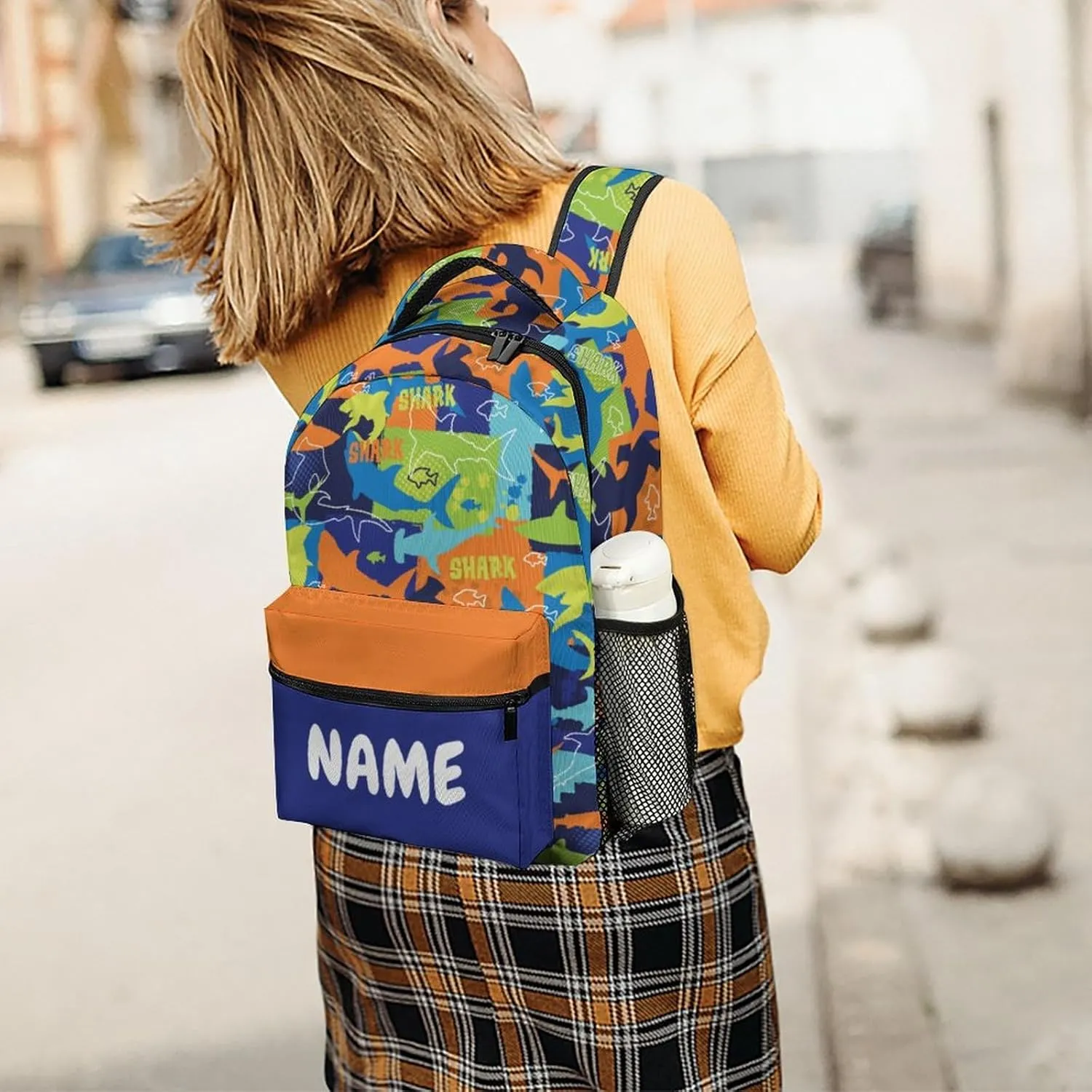 Custom Colorful Shark Backpack for Kids Boys Girls Personalized Name Text Children Backpack School Bag Customized Daypack Schoolbag for Student Bookbag