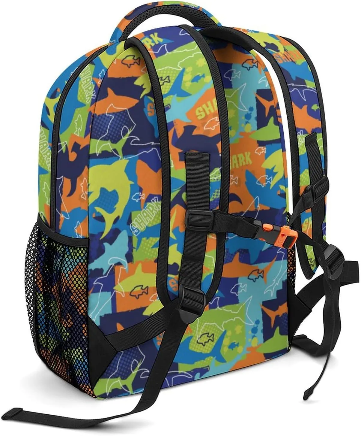 Custom Colorful Shark Backpack for Kids Boys Girls Personalized Name Text Children Backpack School Bag Customized Daypack Schoolbag for Student Bookbag