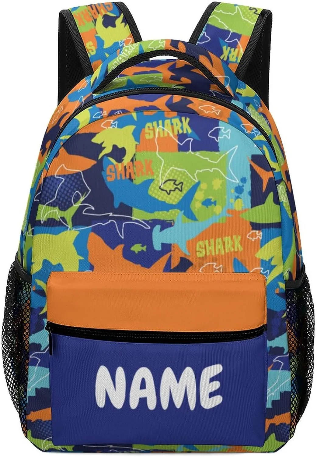 Custom Colorful Shark Backpack for Kids Boys Girls Personalized Name Text Children Backpack School Bag Customized Daypack Schoolbag for Student Bookbag