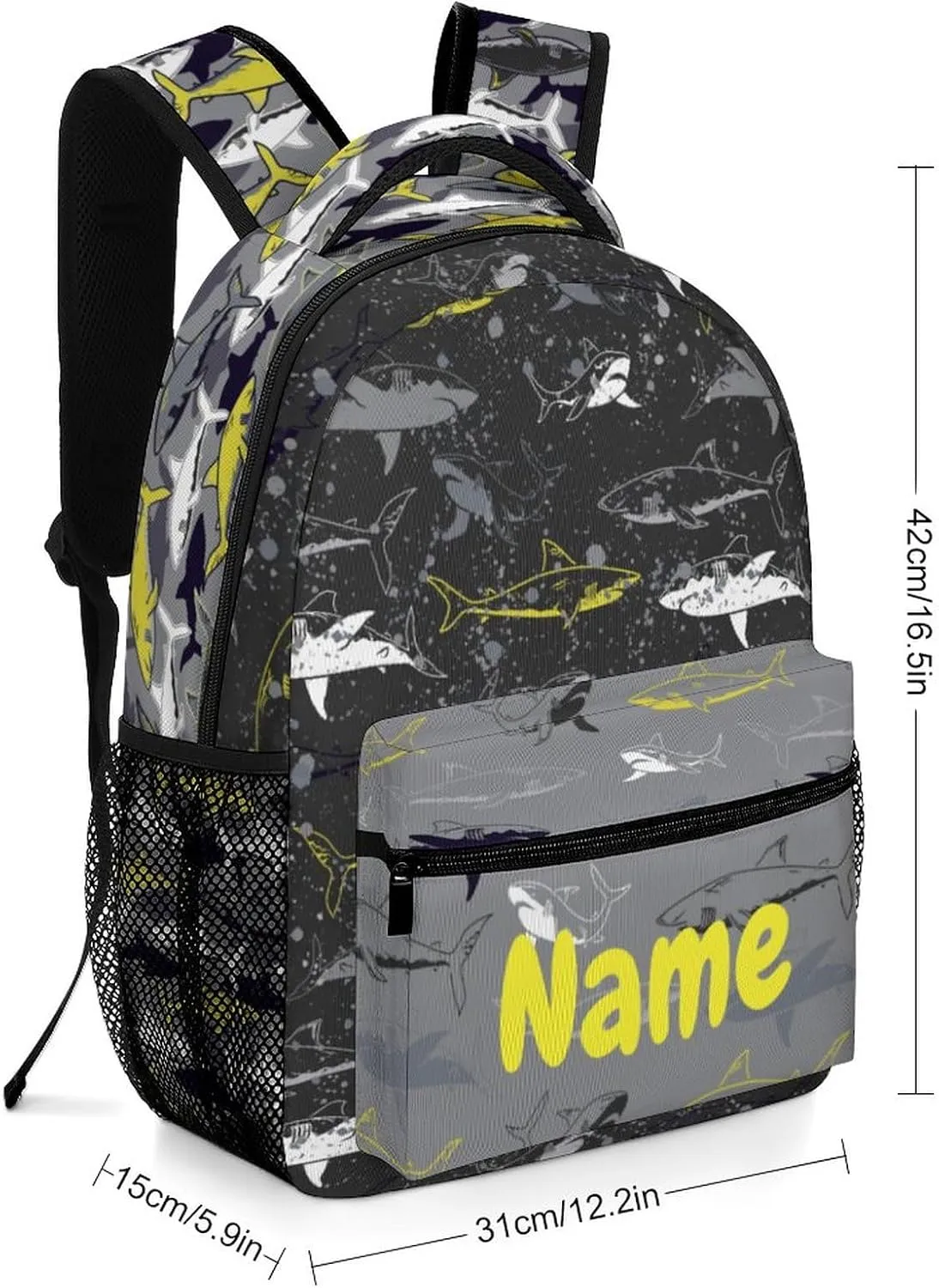 Custom Colorful Shark Swim Backpack for Kids Boys Girls Personalized Name Text Children Backpack School Bag Customized Daypack Schoolbag for Student Bookbag