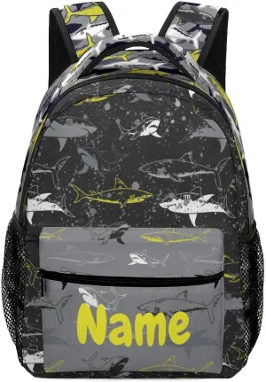 Custom Colorful Shark Swim Backpack for Kids Boys Girls Personalized Name Text Children Backpack School Bag Customized Daypack Schoolbag for Student Bookbag