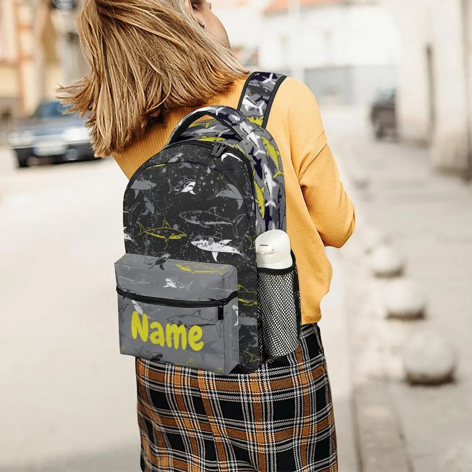 Custom Colorful Shark Swim Backpack for Kids Boys Girls Personalized Name Text Children Backpack School Bag Customized Daypack Schoolbag for Student Bookbag