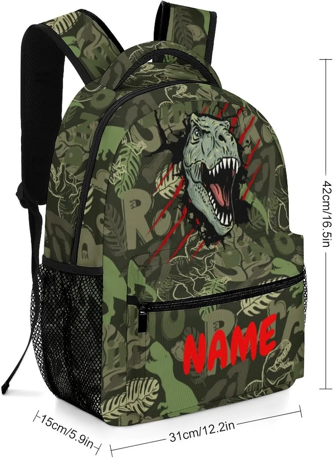 Custom Cool Dinosaur T-Rex Claw Backpack for Kids Boys Girls Personalized Name Text Children Backpack School Bag Customized Daypack Schoolbag for Student Bookbag