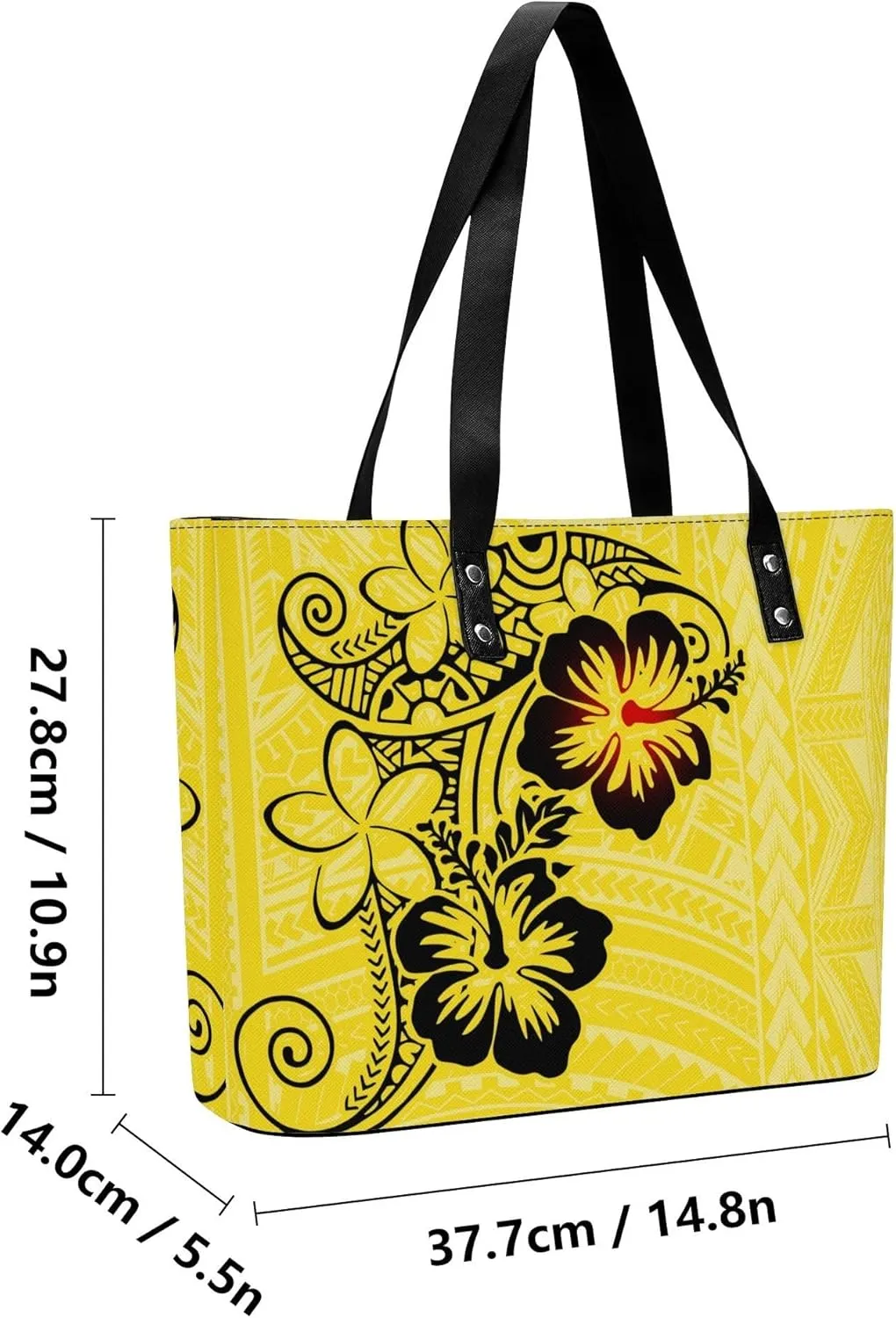 Custom Design Samoa Hibiscus Flower Leather Purse 2 Polynesian Women'S Tote Large Capacity Shoulder Bag