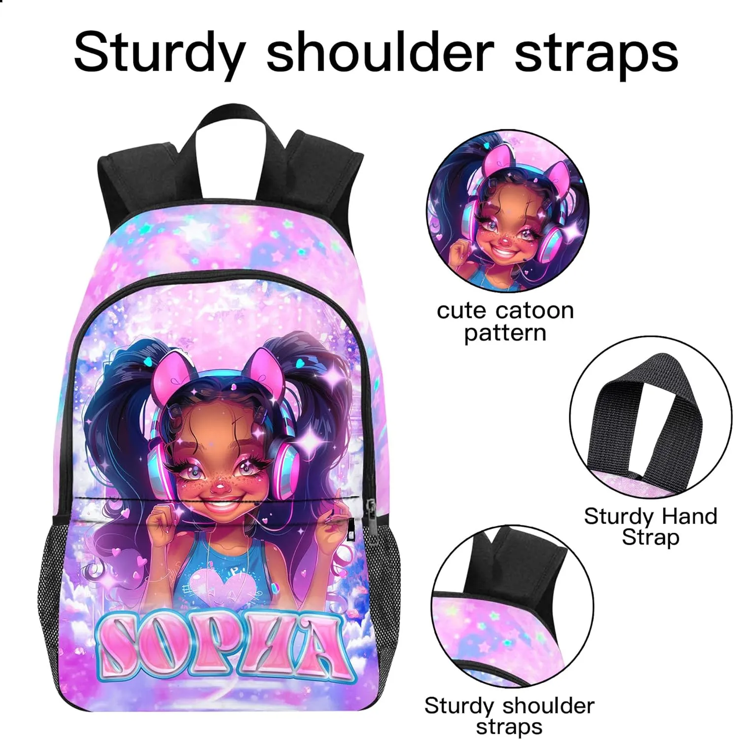 Custom Kids Backpack Set With Lunch Box for Girls - Personalized School Supplies, Cute Shoulders Bags for Back to School