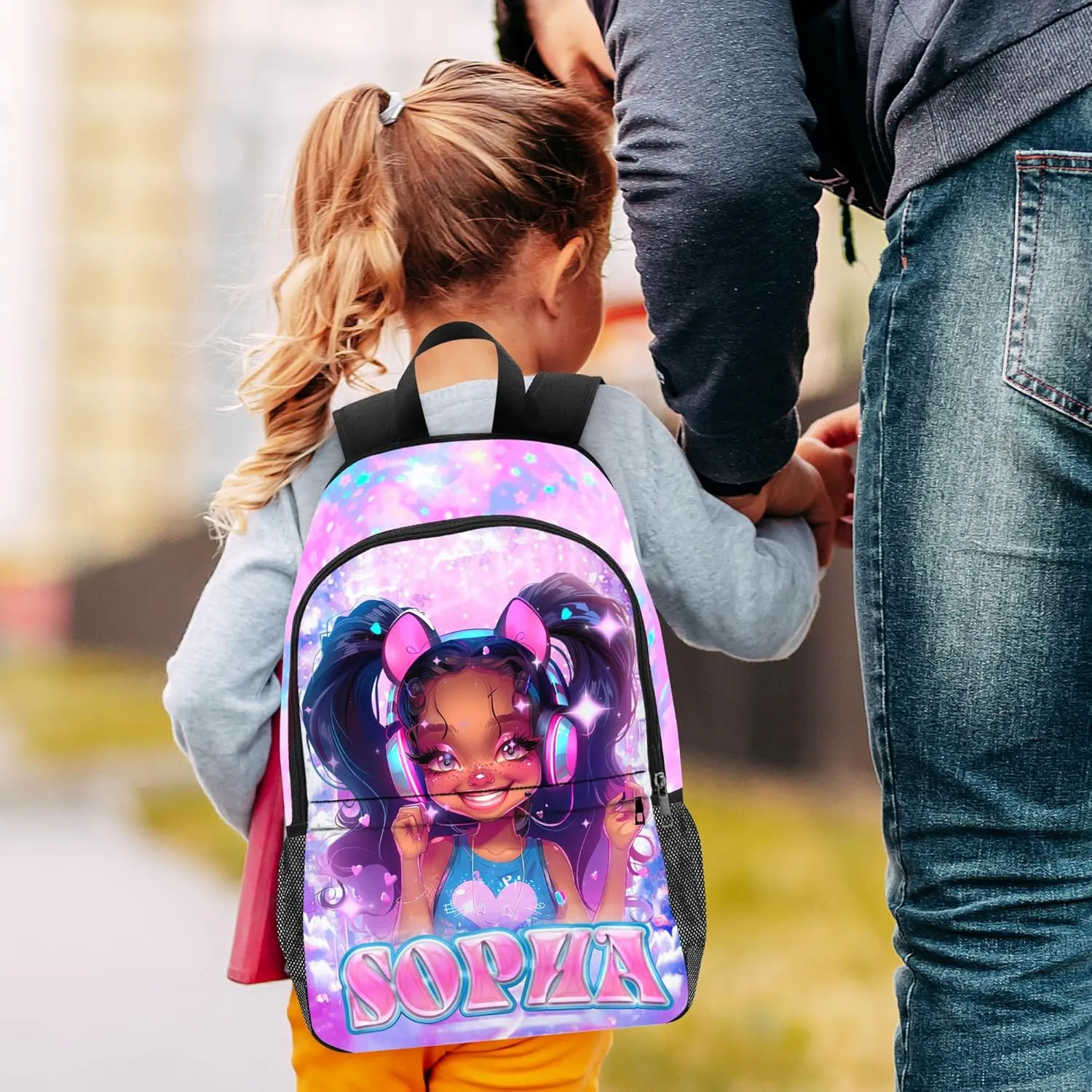 Custom Kids Backpack Set With Lunch Box for Girls - Personalized School Supplies, Cute Shoulders Bags for Back to School