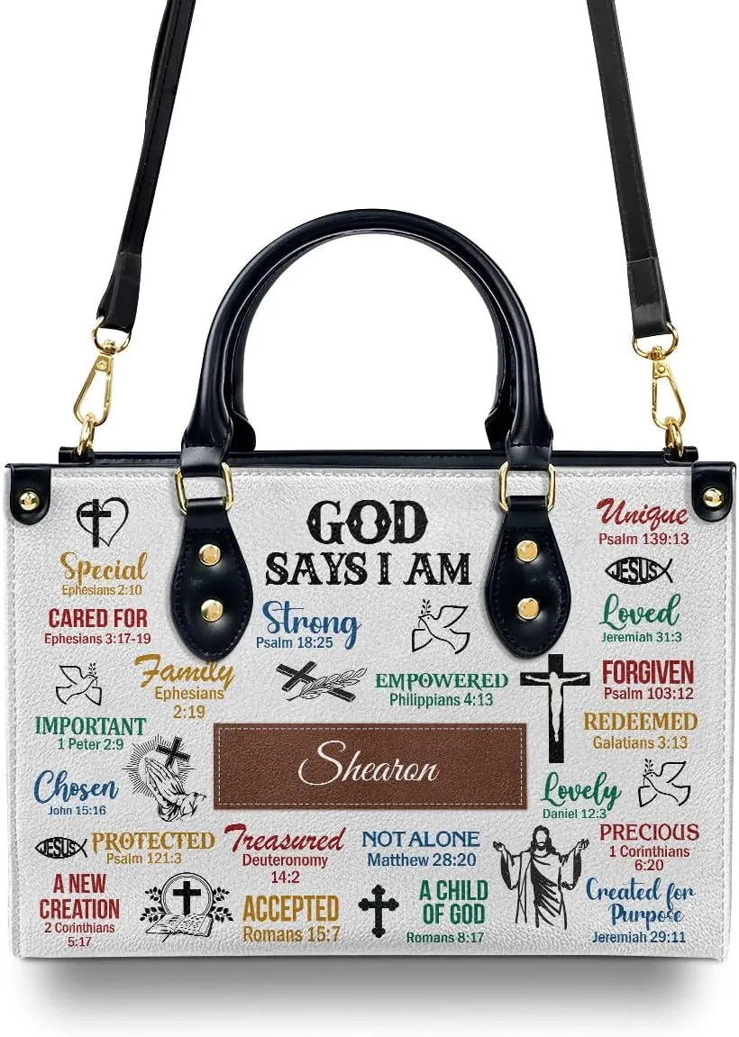 Custom Name Leather Handbags For Women - Christmas Gifts For Women - Christian Gifts