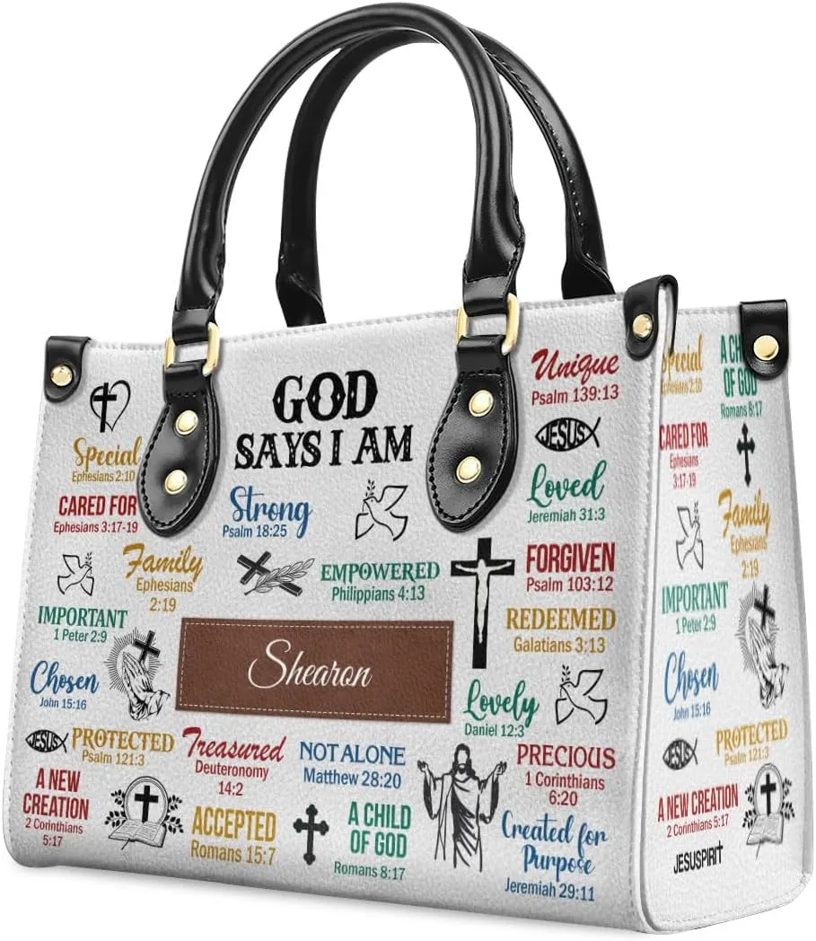 Custom Name Leather Handbags For Women - Christmas Gifts For Women - Christian Gifts