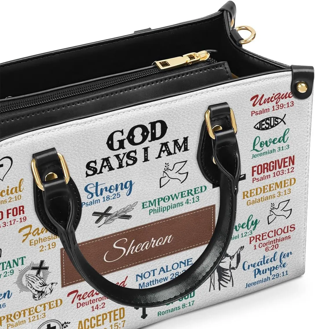 Custom Name Leather Handbags For Women - Christmas Gifts For Women - Christian Gifts