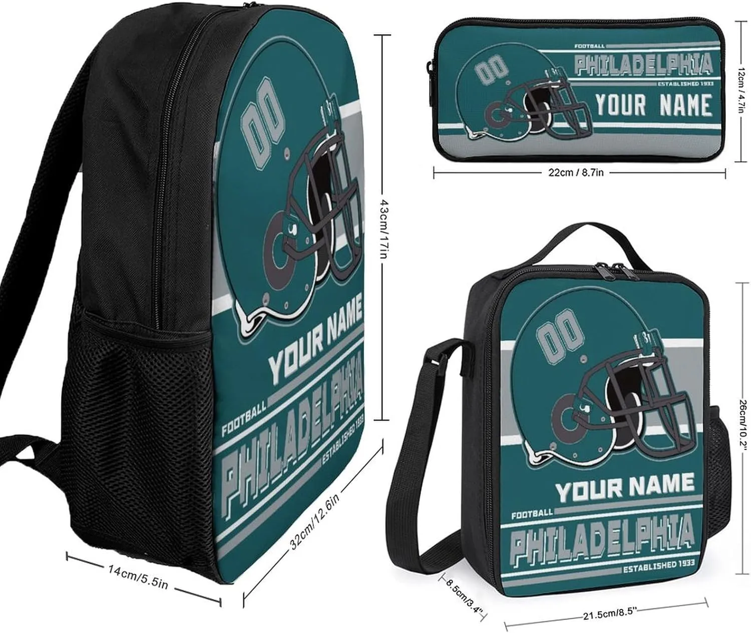 Custom Philadelphia Lunch Bag Gifts for Men Women Personalized Name Number Adjustable Strap Lunch Box Sport Insulated Lunch Tote