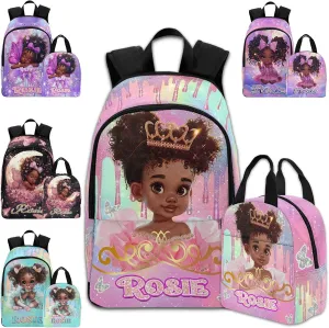 Customized Backpack and Lunch Bag Sets Backpack Set with Name Multi Color School Backpack for Girls for Boys Girls Personalized Bookbag for Travel, Work and School
