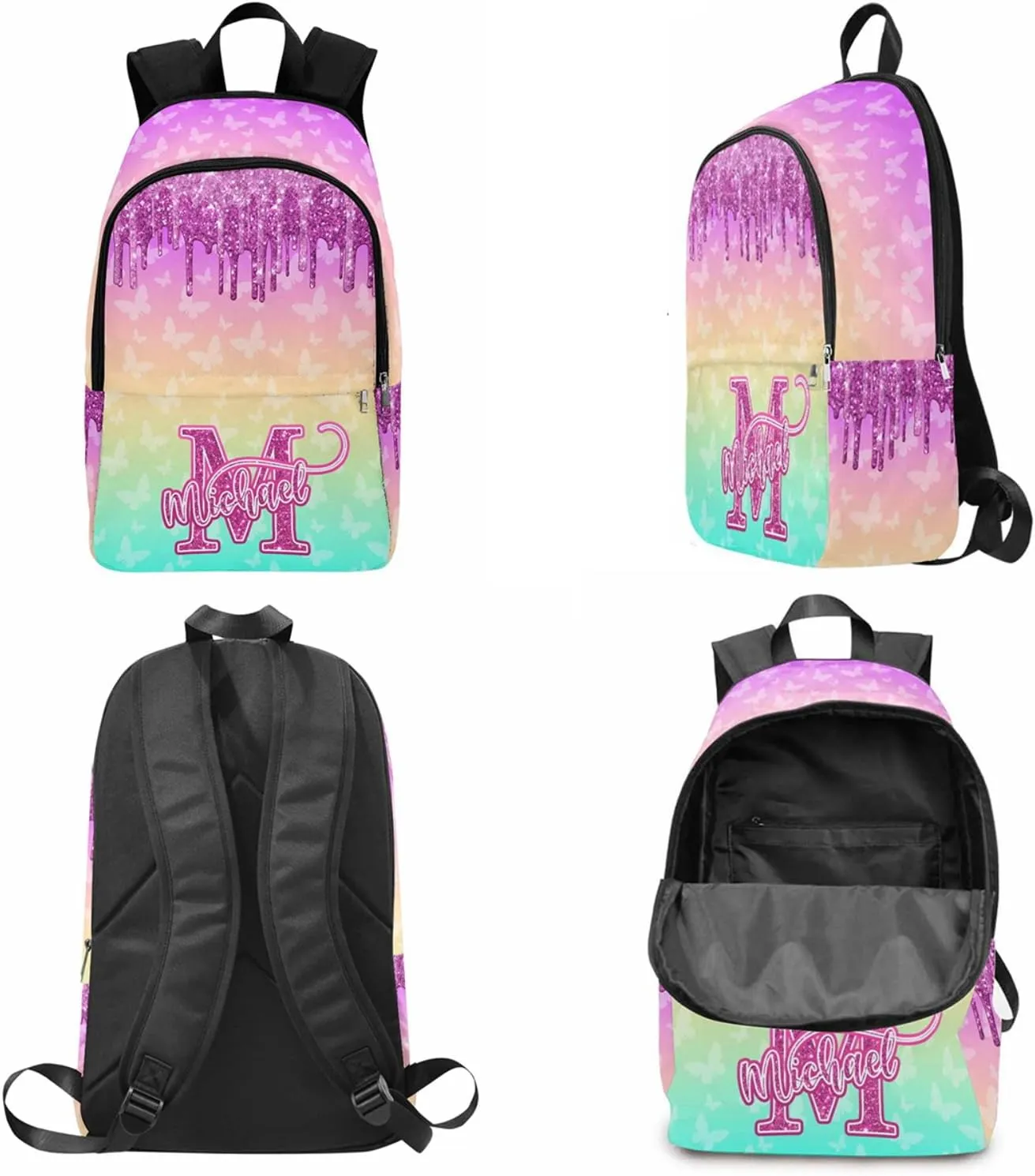 Customized Kids Backpack with Lunch Box Set with Name Multi Color Personalized Backpack for Teens Custom Bookbag for Daughter Son Customized Book Bag BackPack