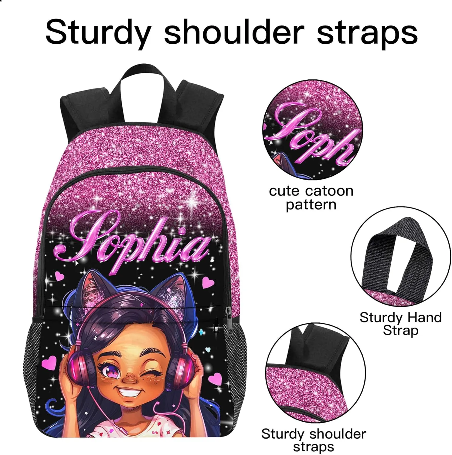 Customized School Bags for Kids Boys Girls, Custom Monogram Shoulder Bags with Lunch Bag Box for Teens Personalized Waterproof Casual Daypack with Name