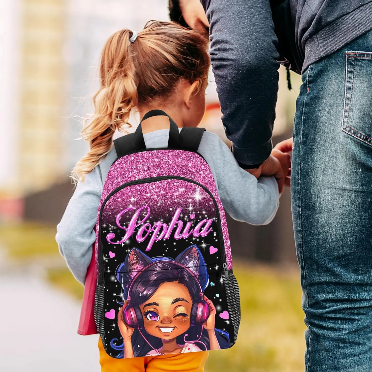 Customized School Bags for Kids Boys Girls, Custom Monogram Shoulder Bags with Lunch Bag Box for Teens Personalized Waterproof Casual Daypack with Name