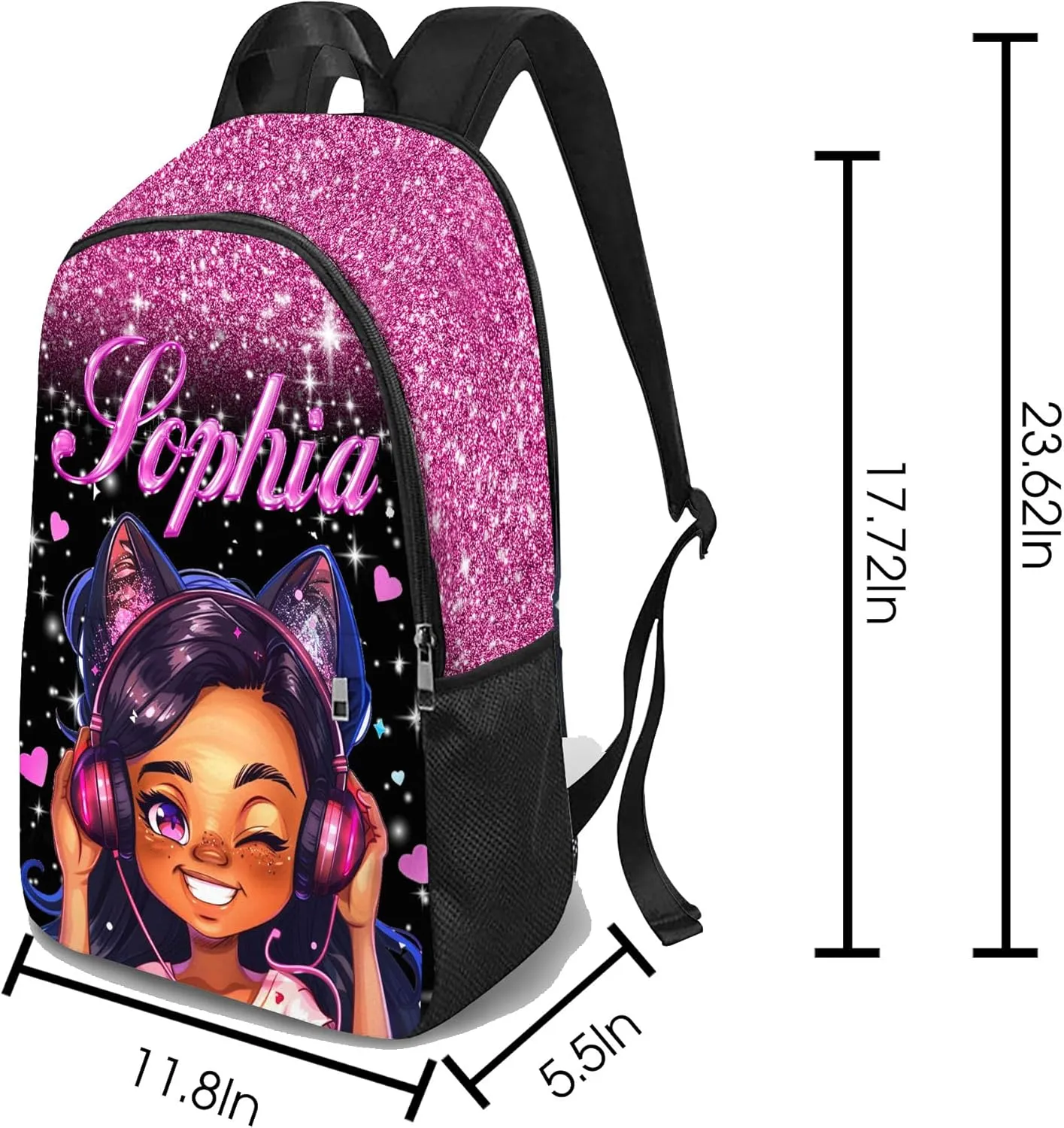 Customized School Bags for Kids Boys Girls, Custom Monogram Shoulder Bags with Lunch Bag Box for Teens Personalized Waterproof Casual Daypack with Name