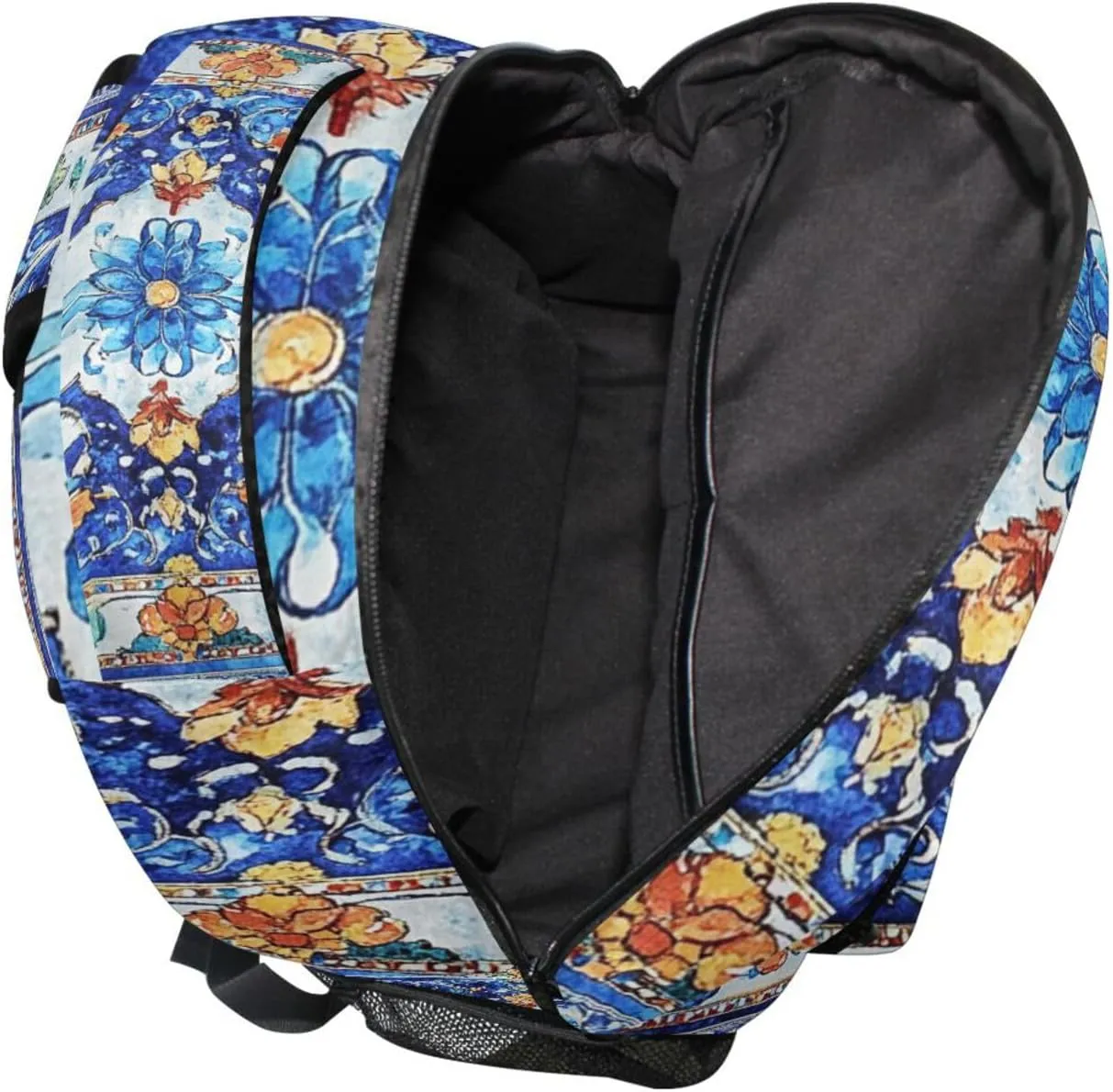 Cute Backpack for Men Women Waterproof Laptop Bookbag with Chest Strap for Travel Trip Bohemian Boho Vintage Style Flower