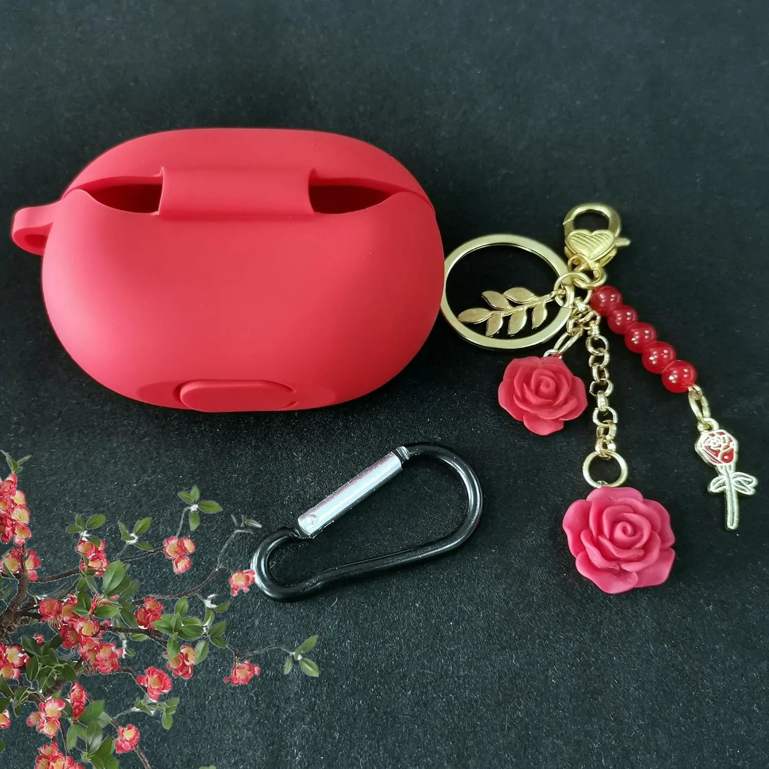 Cute Case for Beats Studio Buds/Studio Buds   Silicone Case Cover 2021/2023, [Secure Lock] Cool Kawaii Women Girls Teen with Keychain for New Beats Studio Earbuds   Case (Lock Red)